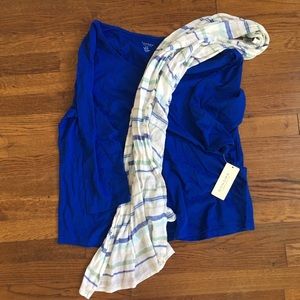 NWT Sonoma XL Blue 3/4 Shirt with Matching Scarf